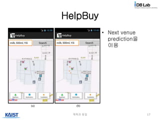 HelpBuy
• Next venue
prediction을
이용
제목과 동일 17
 