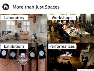 More than just Spaces
Laboratory Workshops
Exhibitions Performances
Waag Society - CC-BY-SA 3.0
 