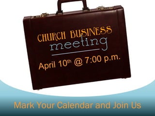 April 10th @ 7:00 p.m.
Mark Your Calendar and Join Us