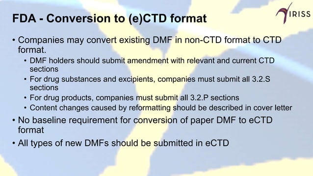 Submitting electronic Drug Master Files (DMF) and Active Substance ...
