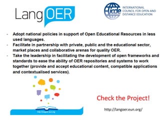 Nations and regions using less used languages - sidelined in open education?