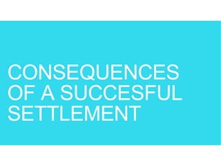 CONSEQUENCES
OF A SUCCESFUL
SETTLEMENT
 