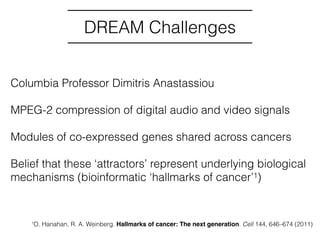 Columbia Professor Dimitris Anastassiou
MPEG-2 compression of digital audio and video signals
Modules of co-expressed gene...