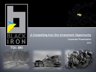 A Compelling Iron Ore Investment Opportunity
Corporate Presentation
2016
TSX: BKI
 