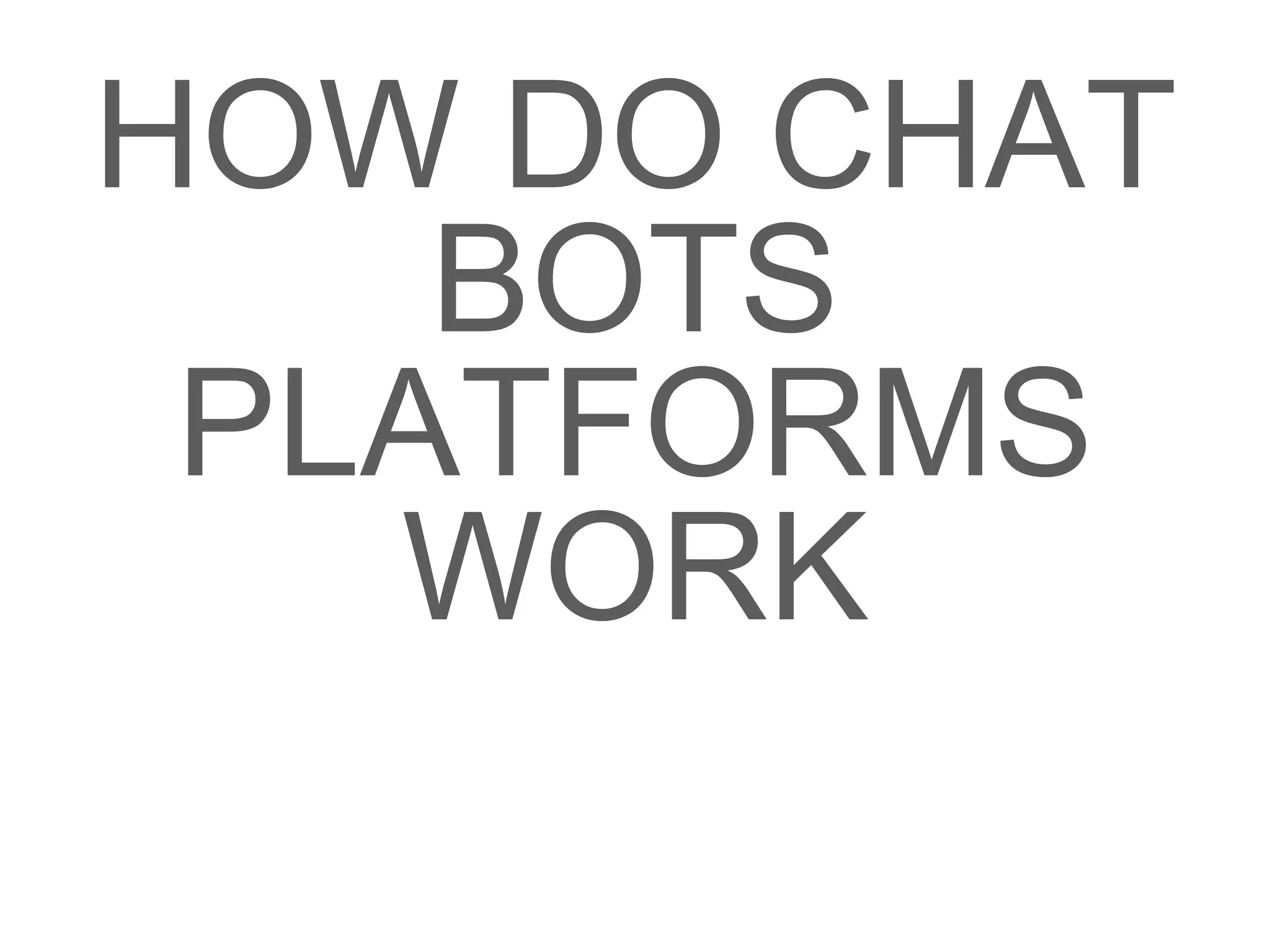 HOW DO CHAT
BOTS
PLATFORMS
WORK
 
