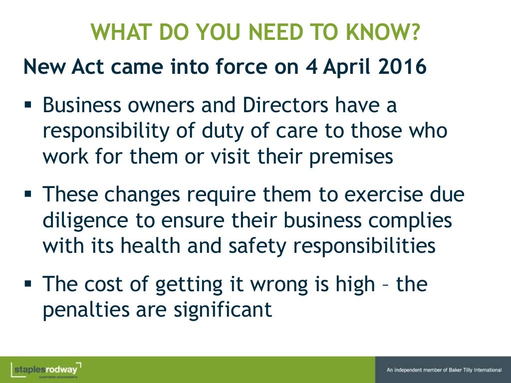 The Health and Safety at Work Act 2015