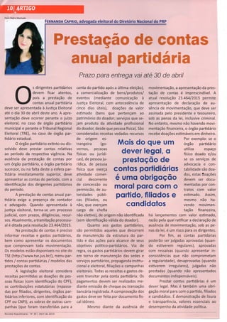 Artigo "Prestação de Contas Anual Partidária" (Fernanda Caprio) Revista Republicana abril/2016