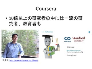 Coursera
? 10ϤоߤФˤһ
ߡߤ
Ԫ: http://www.andrewng.org/about/
 