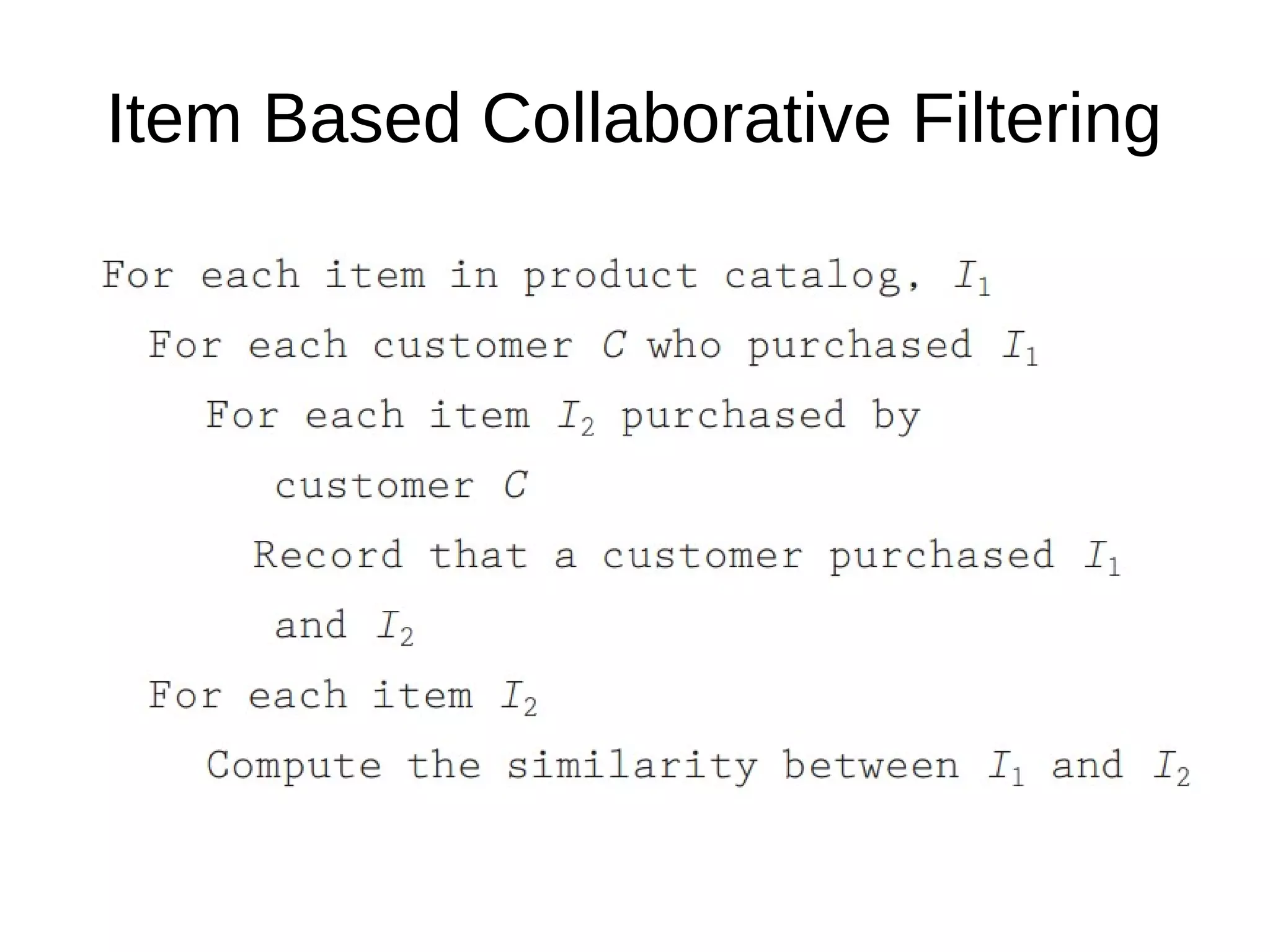 Item Based Collaborative Filtering
 