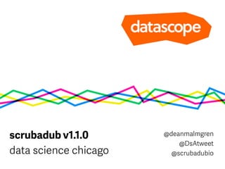 scrubadub v1.1.0
data science chicago
@deanmalmgren 
@DsAtweet 
@scrubadubio
 
