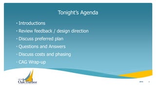 Tonight’s Agenda
5/5/16 2
• Introductions
• Review feedback / design direction
• Discuss preferred plan
• Questions and Answers
• Discuss costs and phasing
• CAG Wrap-up
 