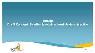 Recap:
Draft Concept Feedback received and design direction
85/5/16
 