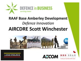 RAAF Base Amberley Development
Defence Innovation
AIRCDRE Scott Winchester
 