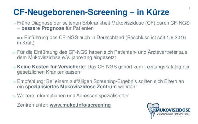 Neugeborenen Screening Auf Mukoviszidose In Deutschland