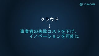 クラウド
↓
事業者の失敗コストを下げ、
イノベーションを可能に
 