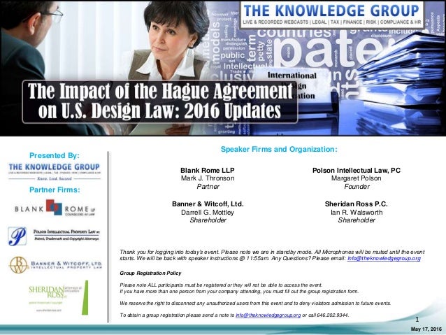 The Impact Of The Hague Agreement On U S Design Law 2016 Updates Li