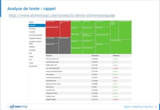 © 48
Analyse de texte : rappel
http://www.alchemyapi.com/products/demo/alchemylanguage
 