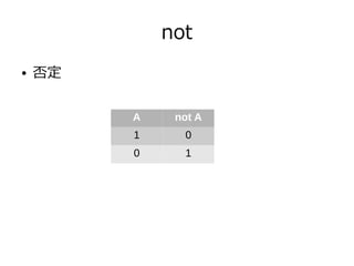 not
● 否定
A not A
1 0
0 1
 