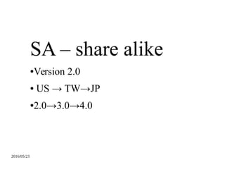 2016/05/23
SA C share alike
Version 2.0
 US  TWJP
2.03.04.0
 