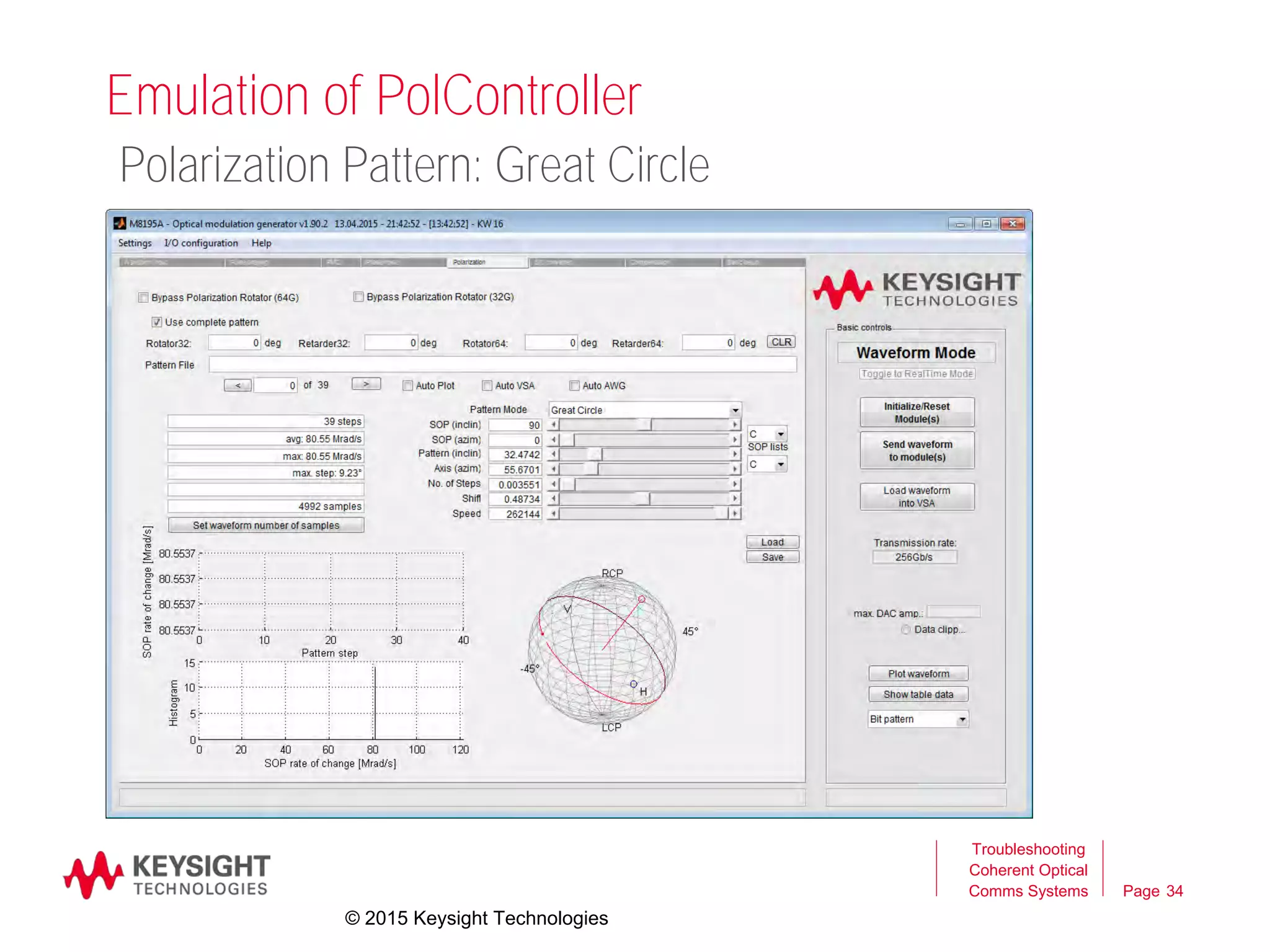 Page
Emulation of PolController
34
Troubleshooting
Coherent Optical
Comms Systems
Polarization Pattern: Great Circle
© 2015 Keysight Technologies
 