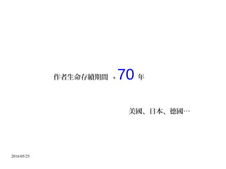 2016/05/25
作者生命存續期間 + 70 年
美國、日本、德國…
 