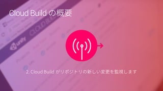 ワークフローを最適化 シームレスにデプロイするマルチプラットフォーム向け
スケール
単一で、自動的なパイプラインにビルドツー
ルとプロセスを単純化する
同時に複数のプラットフォームと App Store
向けにビルドする。ビルド対象プラットフォー
ム： iOS、Android、 WebGL、Windows
Desktop、 MacOS、Linux
チームメンバーであれば簡単にダウンロード、
どこからでもインストールできるビルドを共有
する
ゲームのビルド時間を高速化
Unity Cloud Build
 
