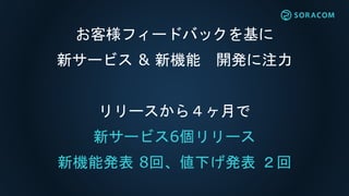 お客様フィードバックを基に
新サービス & 新機能 開発に注力
リリースから４ヶ月で
新サービス6個リリース
新機能発表 8回、値下げ発表 ２回
 
