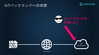 IoTバックエンドへの攻撃
IoT
バックエンド
IoTバックエンドを
攻撃しよう
The Internet
 