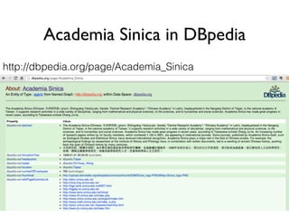 Academia Sinica in DBpedia
http://dbpedia.org/page/Academia_Sinica
 