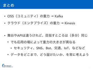 • OSS → Kafka
• → Kinesis
• API
•
• SNS Bot IoT
•
11
 