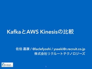 Kafka AWS Kinesis
/ @laclefyoshi / ysaeki@r.recruit.co.jp
 