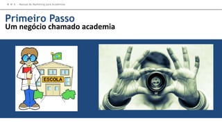 M M A – Manual de Marketing para Academias
Primeiro Passo
Um negócio chamado academia
 