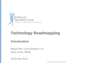 © BioPhorum Operations Group Ltd
Technology Roadmapping
Introduction
Rajesh Beri, Lonza Biologics Inc
Steve Jones, BPOG,
18-20 May 2016
 