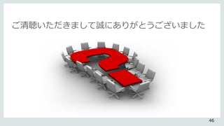 ご清聴いただきまして誠にありがとうございました
46
 