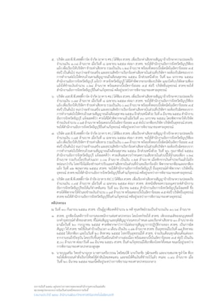 งบการเงินปี ๒๕๕๘ อยู่ระหว่างการตรวจสอบของสำ�นักงานตรวจเงินแผ่นดิน
หมายเหตุประกอบงบการเงินเป็นส่วนหนึ่งของงบการเงินนี้
รายงานประจำ�ปี ๒๕๕๘ สำ�นักงานพัฒนาวิทยาศาสตร์และเทคโนโลยีแห่งชาติ
๕. 	บริษัท เอส.พี.พี.เซฟตี้การ์ด จ�ำกัด (อาคาร ศช.) ได้ฟ้อง สวทช. เพื่อเรียกค่าเสียหายสัญญาจ้างรักษาความปลอดภัย
จ�ำนวนเงิน ๑.๐๘ ล้านบาท เมื่อวันที่ ๘ เมษายน ๒๕๕๗ ต่อมา สวทช. ขอให้ส�ำนักงานอัยการจังหวัดธัญบุรีฟ้อง
แย้ง เพื่อเรียกให้บริษัทฯ ช�ำระค่าเสียหาย รวมเป็นเงิน ๐.๒๘ ล้านบาท พร้อมทั้งดอกเบี้ยผิดนัดในอัตราร้อยละ ๗.๕
ต่อปี เป็นต้นไป จนกว่าจะช�ำระเสร็จ และสงวนสิทธิการเรียกร้องค่าเสียหายในส่วนที่บริษัทฯ จะต้องรับผิดชอบจาก
การท�ำงานต่อไปให้ครบถ้วนตามสัญญาจนถึงเดือนตุลาคม ๒๕๕๘ อีกส่วนหนึ่งด้วย วันที่ ๒๓ มกราคม ๒๕๕๘
ส�ำนักงานอัยการจังหวัดธัญบุรี แจ้งว่า ศาลจังหวัดธัญบุรี ได้มีค�ำพิพากษายกฟ้องบริษัท และบังคับบริษัทตามฟ้อง
แย้งให้ช�ำระเงินจ�ำนวน ๐.๒๔ ล้านบาท พร้อมดอกเบี้ยอัตราร้อยละ ๗.๕ ต่อปี บริษัทยื่นอุทธรณ์ สวทช.ขอให้
ส�ำนักงานอัยการจังหวัดธัญบุรียื่นค�ำแก้อุทธรณ์ คดีอยู่ระหว่างการพิจารณาของศาลอุทธรณ์
๖. 	บริษัท เอส.พี.พี.เซฟตี้การ์ด จ�ำกัด (อาคาร ศอ.) ได้ฟ้อง สวทช. เพื่อเรียกค่าเสียหายสัญญาจ้างรักษาความปลอดภัย
จ�ำนวนเงิน ๐.๘๙ ล้านบาท เมื่อวันที่ ๘ เมษายน ๒๕๕๗ ต่อมา สวทช. ขอให้ส�ำนักงานอัยการจังหวัดธัญบุรีฟ้อง
แย้ง เพื่อเรียกให้บริษัทฯ ช�ำระค่าเสียหาย รวมเป็นเงิน ๐.๑๘ ล้านบาท พร้อมทั้งดอกเบี้ยผิดนัดในอัตราร้อยละ ๗.๕
ต่อปี เป็นต้นไป จนกว่าจะช�ำระเสร็จ และสงวนสิทธิการเรียกร้องค่าเสียหายในส่วนที่บริษัทฯ จะต้องรับผิดชอบจาก
การท�ำงานต่อไปให้ครบถ้วนตามสัญญาจนถึงเดือนตุลาคม๒๕๕๘อีกส่วนหนึ่งด้วยวันที่๓มีนาคม๒๕๕๘ส�ำนักงาน
อัยการจังหวัดธัญบุรี แจ้งผลคดีว่า ศาลได้มีค�ำพิพากษาแล้วเมื่อวันที่ ๓๐ มกราคม ๒๕๕๘ โดยพิพากษาให้บริษัท
ช�ำระเงินจ�ำนวน ๐.๑๕ ล้านบาท พร้อมดอกเบี้ยในอัตราร้อยละ ๗.๕ ต่อไป ยกฟ้องบริษัท บริษัทยื่นอุทธรณ์ สวทช.
ขอให้ส�ำนักงานอัยการจังหวัดธัญบุรียื่นค�ำแก้อุทธรณ์ คดีอยู่ระหว่างการพิจารณาของศาลอุทธรณ์
๗. 	บริษัท เอส.พี.พี.เซฟตี้การ์ด จ�ำกัด (อาคาร ศว.) ได้ฟ้อง สวทช. เพื่อเรียกค่าเสียหายสัญญาจ้างรักษาความปลอดภัย
จ�ำนวนเงิน ๐.๘๕ ล้านบาท เมื่อวันที่ ๘ เมษายน ๒๕๕๗ ต่อมา สวทช. ขอให้ส�ำนักงานอัยการจังหวัดธัญบุรีฟ้อง
แย้ง เพื่อเรียกให้บริษัทฯ ช�ำระค่าเสียหาย รวมเป็นเงิน ๐.๑๓ ล้านบาท พร้อมทั้งดอกเบี้ยผิดนัดในอัตราร้อยละ ๗.๕
ต่อปี เป็นต้นไป จนกว่าจะช�ำระเสร็จ และสงวนสิทธิการเรียกร้องค่าเสียหายในส่วนที่บริษัทฯ จะต้องรับผิดชอบจาก
การท�ำงานต่อไปให้ครบถ้วนตามสัญญาจนถึงเดือนตุลาคม ๒๕๕๘ อีกส่วนหนึ่งด้วย วันที่ ๒๖ กุมภาพันธ์ ๒๕๕๘
ส�ำนักงานอัยการจังหวัดธัญบุรี แจ้งผลคดีว่า ศาลเห็นสมควรก�ำหนดความเสียหายในส่วนนี้ให้จ�ำเลยเพียง ๐.๒๔
ล้านบาท รวมกับเบี้ยปรับส่วนแรก ๐.๐๑ ล้านบาท เป็นเงิน ๐.๒๕ ล้านบาท เมื่อหักจากเงินค�้ำประกันแล้วไม่ยิ่ง
หย่อนกว่ากัน โจทก์จึงไม่ต้องช�ำระค่าปรับและค่าเสียหายในส่วนที่จ�ำเลยเรียกร้องอีก พิพากษายกฟ้องและยกฟ้อง
แย้ง วันที่ ๑๒ พฤษภาคม ๒๕๕๘ สวทช. ขอให้ส�ำนักงานอัยการจังหวัดธัญบุรี ยื่นอุทธรณ์ค�ำพิพากษา บริษัทยื่น
อุทธรณ์ สวทช.ขอให้ส�ำนักงานอัยการจังหวัดธัญบุรียื่นค�ำแก้อุทธรณ์ คดีอยู่ระหว่างการพิจารณาของศาลอุทธรณ์
๘. 	บริษัท เอส.พี.พี.เซฟตี้การ์ด จ�ำกัด (อาคาร INC1) ได้ฟ้อง สวทช. เพื่อเรียกค่าเสียหายสัญญาจ้างรักษาความปลอดภัย
จ�ำนวนเงิน ๐.๙๕ ล้านบาท เมื่อวันที่ ๘ เมษายน ๒๕๕๗ ต่อมา สวทช. ส่งหนังสือขอความอนุเคราะห์ส�ำนักงาน
อัยการจังหวัดธัญบุรีขอให้แก้ต่างคดีแทน วันที่ ๒๖ มีนาคม ๒๕๕๘ ส�ำนักงานอัยการจังหวัดธัญบุรีแจ้งผลคดี ซึ่ง
ศาลได้พิพากษาให้จ�ำเลยช�ำระเงินจ�ำนวน๐.๑๕ล้านบาทพร้อมดอกเบี้ยในอัตราร้อยละ๗.๕ต่อปีบริษัทยื่นอุทธรณ์
สวทช.ขอให้ส�ำนักงานอัยการจังหวัดธัญบุรียื่นค�ำแก้อุทธรณ์ คดีอยู่ระหว่างการพิจารณาของศาลอุทธรณ์
	 คดีปกครอง
	 ณ วันที่ ๓๐ กันยายน ๒๕๕๘ สวทช. เป็นผู้ถูกฟ้องคดีจ�ำนวน ๒ คดี ทุนทรัพย์รวมเป็นจ�ำนวนเงิน ๑๐.๖๔ ล้านบาท
๑. 	สวทช. ถูกฟ้องในคดีการจ้างงานของพนักงานต่อศาลปกครอง โดยโจทก์ขอให้ สวทช. เพิกถอนมติของอนุบุคคลที่
ยกค�ำอุทธรณ์ค�ำสั่งของสวทช. ที่ไม่ต่อสัญญาและยุติสัญญาก่อนครบก�ำหนด และเรียกค่าเสียหาย ๑๐ ล้านบาท ต่อ
มาเมื่อวันที่ ๒๐ กรกฎาคม ๒๕๕๕ ศาลพิพากษาว่าการไม่ต่ออายุสัญญาการปฏิบัติงานของ สวทช. เป็นการผิด
สัญญา ให้ สวทช. ชดใช้เงินค่าจ้างเป็นเวลา ๓ เดือน เป็นเงิน ๐.๑๒ ล้านบาท สวทช. ยื่นอุทธรณ์ในวันที่ ๑๗ สิงหาคม
๒๕๕๕ ให้ยกฟ้อง และในวันที่ ๒๐ สิงหาคม ๒๕๕๕ โจทก์ยื่นอุทธรณ์ให้ สวทช. จ่ายเงินเดือนทุกเดือนตั้งแต่ออก
จากงานจนถึงปัจจุบัน โดยปรับขึ้นทุกปีเสมือนยังท�ำงานต่อเนื่อง พร้อมดอกเบี้ยในอัตราร้อยละ ๗.๕ ต่อปี เป็นเงิน
๕.๐๐ ล้านบาท ต่อมาวันที่ ๑๑ มีนาคม ๒๕๕๖ สวทช. ยื่นค�ำแก้อุทธรณ์ให้ยกฟ้องโจทก์ทั้งหมด ขณะนี้อยู่ระหว่าง
การพิจารณาของศาลปกครองสูงสุด
๒. 	นายบุญเสริม วิทยช�ำนาญกุล นางสาวเครือวรรณ โพธิสมบัติ นายวีระชัย วุฒิกมลชัย และนายสมภพ ชูอ�ำไพ ฟ้อง
ขอให้เพิกถอนค�ำสั่งเรียกให้ชดใช้ค่าสินไหมทดแทน และขอให้คืนเงินที่ช�ำระไว้แล้ว คนละ ๐.๑๖ ล้านบาท เมื่อ
วันที่ ๒๐ มีนาคม ๒๕๕๗ ขณะนี้คดีอยู่ระหว่างการพิจารณาของศาลปกครองกลาง
 