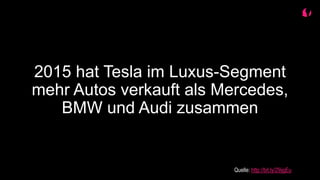 2015 hat Tesla im Luxus-Segment
mehr Autos verkauft als Mercedes,
BMW und Audi zusammen
Quelle: http://bit.ly/29ijgEu
 