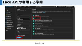Face APIの利用する準備
Azureポータル
 