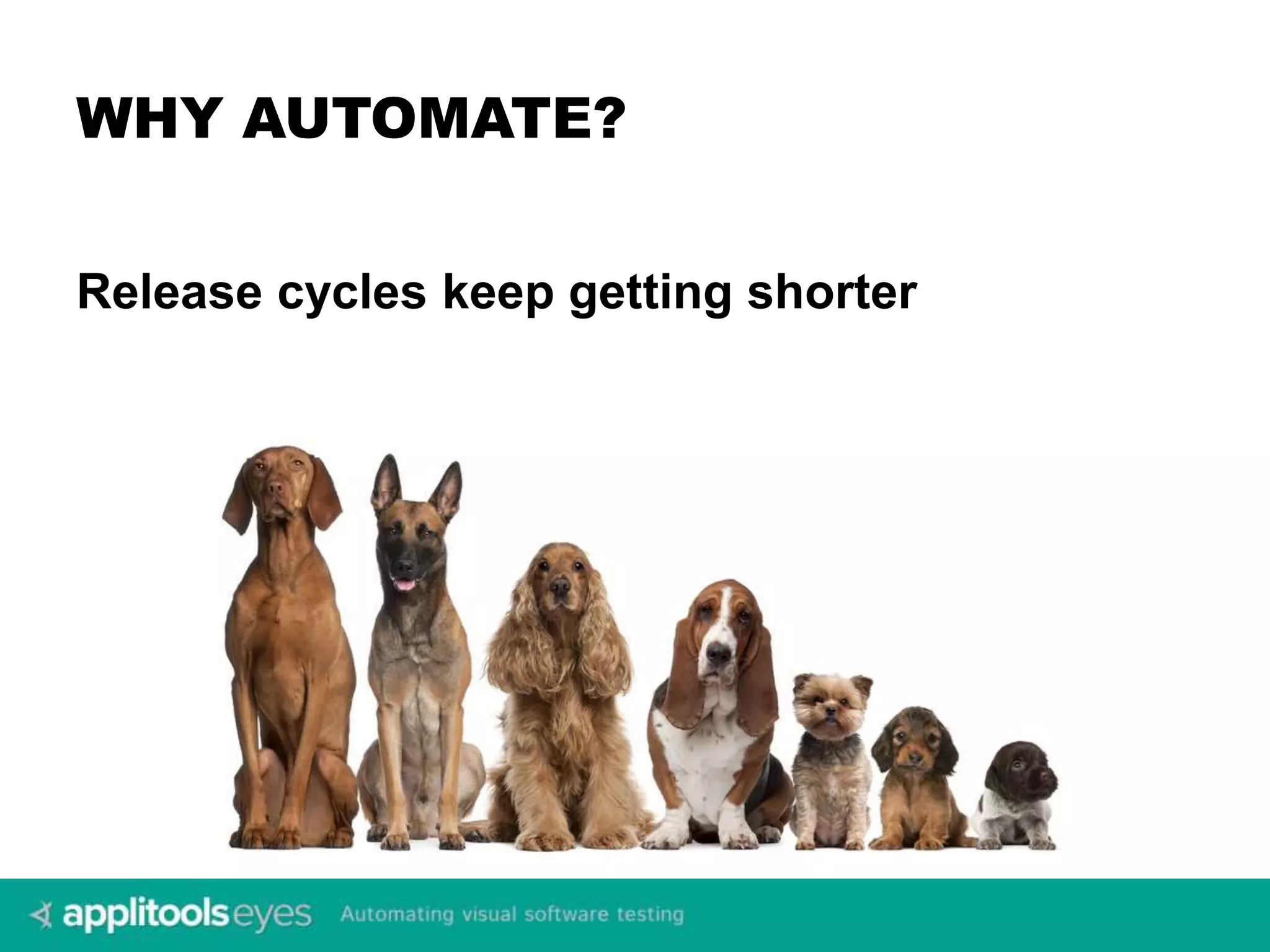 WHY AUTOMATE? Release cycles keep getting shorter 