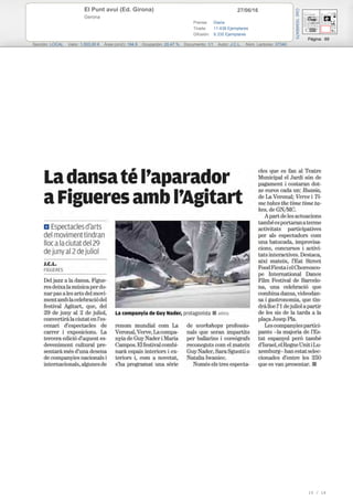 27/06/16El Punt avui (Ed. Girona)
Gerona
Prensa: Diaria
Tirada: 11.438 Ejemplares
Difusión: 9.335 Ejemplares
Página: 69
Sección: LOCAL Valor: 1.003,00 € Área (cm2): 194,9 Ocupación: 20,47 % Documento: 1/1 Autor: J.C.L. Núm. Lectores: 37340
Cód:103490470
15 / 16
 