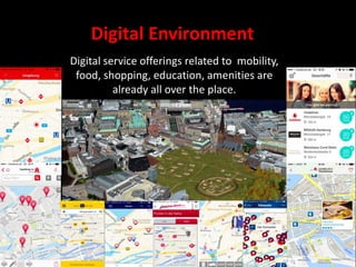 Digital Environment
Digital service offerings related to mobility,
food, shopping, education, amenities are
already all ov...