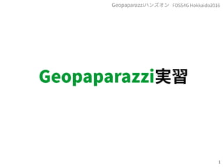 1
FOSS4G Hokkaido2016Geopaparazziハンズオン
Geopaparazzi実習
 