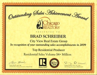 Chicago Association of Realtors Top Producer Award