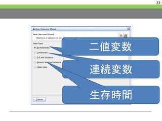 23
二値変数
連続変数
生存時間
 