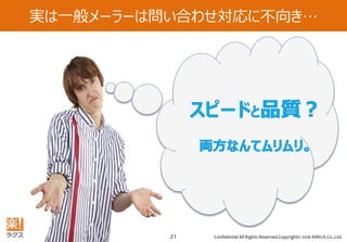 Confidential All Rights Reserved.Copyright© 2016 RAKUS Co.,Ltd.21
実は一般メーラーは問い合わせ対応に不向き…
 