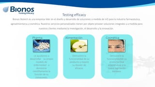 Testing efficacy
Bionos Biotech es una empresa líder en el diseño y desarrollo de soluciones a medida de I+D para la indus...