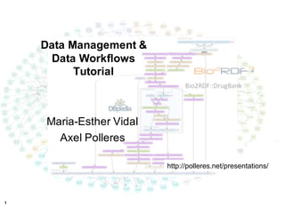 1
Data Management &
Data Workflows
Tutorial
Maria-Esther Vidal
Axel Polleres
http://polleres.net/presentations/
 