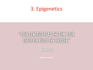 7 big trends
projectleven.nl
1. The century of biology
2. Know your genes
3. Impact of your lifestyle
4. Connectome
5. Gut (feeling?)
6. Flow
7. Impact on society
 