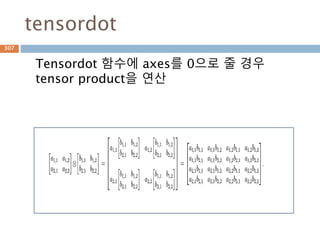 vdot: vector
벡터(2차원)일 경우도 스칼라(dot)로 처리
307
 