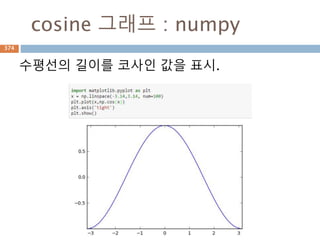 inner 계산 방식
A = [[a1,b1],[c1,d1]] B = [[a2,b2],[c2,d2]]
numpy.inner(A,B)
array([[a1*a2 + b1*b2, a1*c2 + b1*d2], [c1*a2 +
d1*b2, c1*c2 + d1*d2])
[[1*4+0*1,1*2+0*2],[0*4+1*1, 0*2+1*2]]
1 0
0 1
4 1
2 2
1 0
0 1
4 1
2 2
4 2
1 2
=.
374
 