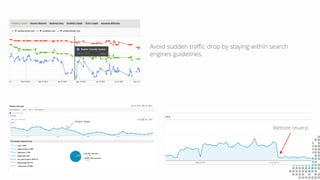 Avoid sudden traffic drop by staying within search
engines guidelines.
Website revamp
 